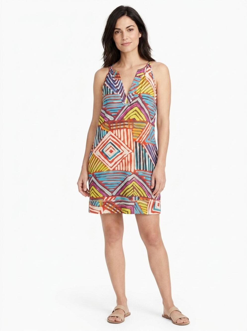 J.Crew Multicolor Geometric Sleeveless Shift Dress Women Size 4